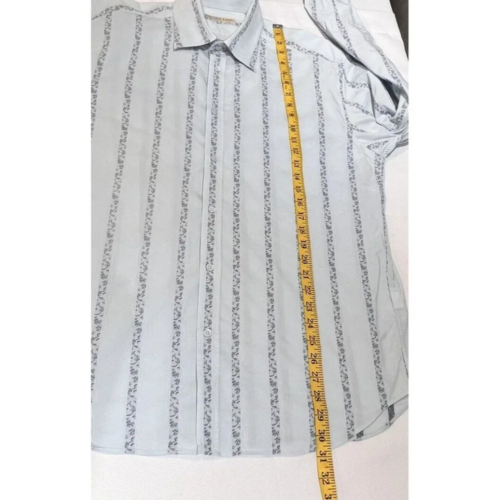 Ted Baker Y2k Slim Fit Mens Button Up Shirt Cotton Blend Size 7 3XL Blue Floral - Picture 6 of 15